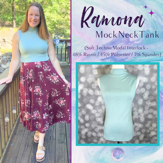 LuLaRoe Ramona Mock Neck Tank – Solid Soft Sage Green front view