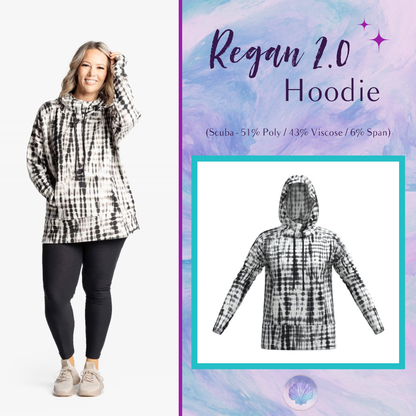 LuLaRoe LuLaRoe Regan 2.0 Pullover Hoodie – Inkstone Tie-Dye Grid 