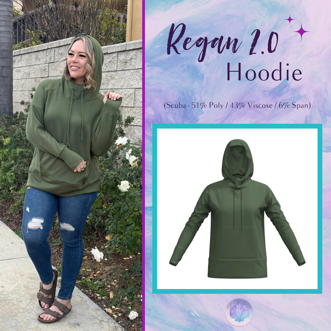 LuLaRoe LuLaRoe Regan 2.0 Pullover Hoodie – Solid Olive Grove 