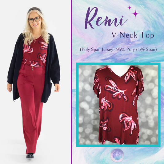 LuLaRoe Remi Top – Crimson Petal Swirl