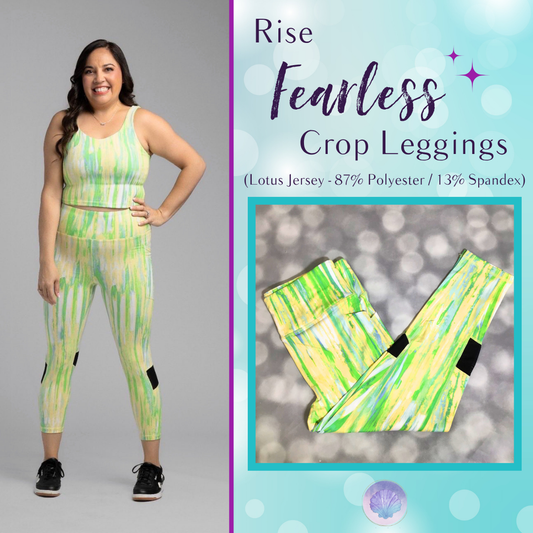 LuLaRoe LuLaRoe RISE Fearless Crop Legging - Citrus Watercolor Drift 