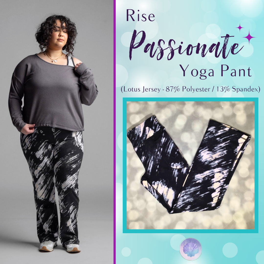 LuLaRoe RISE Passionate Yoga Pant 2.0 - Charcoal Ink Brush Abstract 
