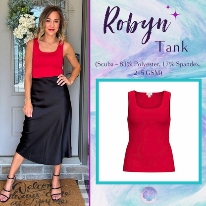 LuLaRoe Robyn Fitted Tank in solid crimson red, front product view