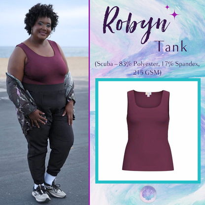 LuLaRoe Robyn Fitted Tank in solid deep plum, front product view