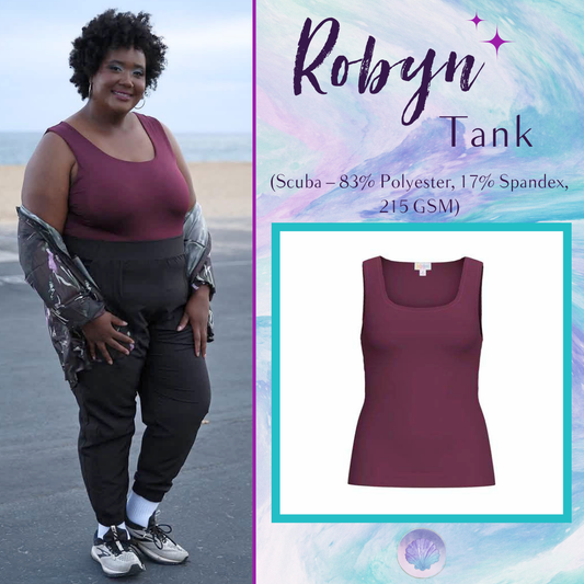 LuLaRoe Robyn Fitted Tank in solid deep plum, front product view