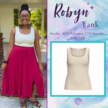 LuLaRoe Robyn Fitted Tank in solid stone taupe, front product view
