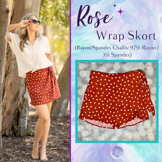 LuLaRoe Rose Wrap Skort - Cinnamon Spice Polka Dot