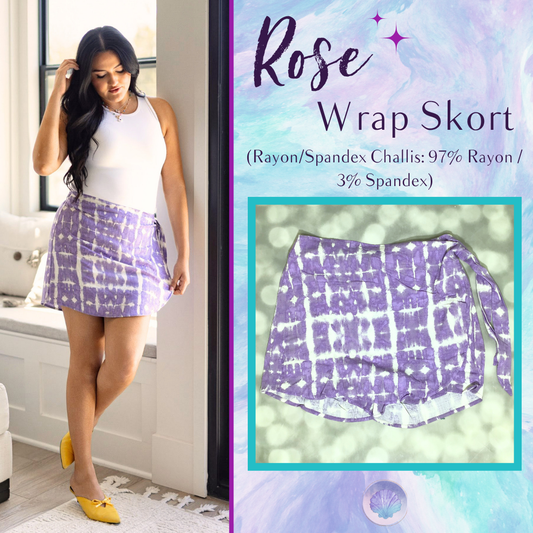 LuLaRoe Rose Wrap Skort - Lavender Shibori Mosaic