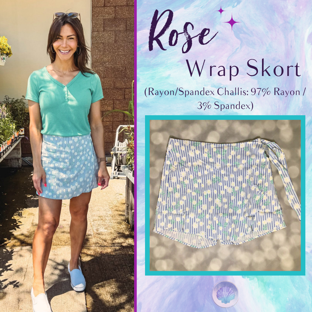 LuLaRoe Rose Wrap Skort - Sky Blossom Stripe