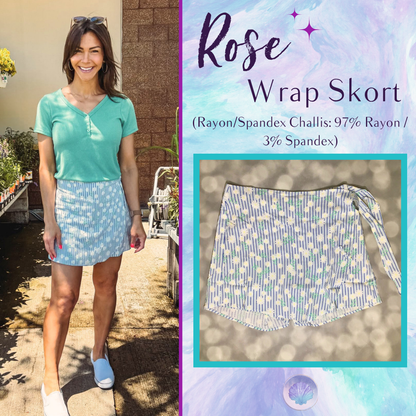 LuLaRoe Rose Wrap Skort - Sky Blossom Stripe