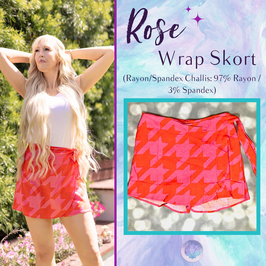 LuLaRoe Rose Wrap Skort - Sunset Coral Houndstooth