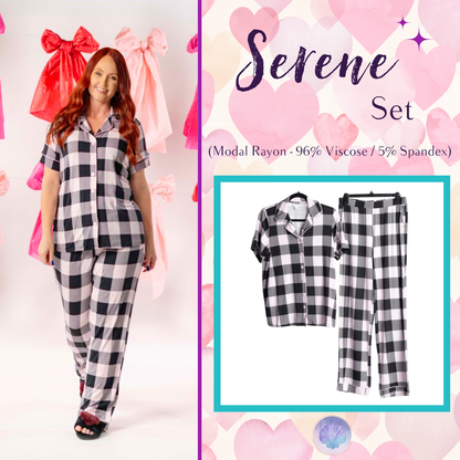 LuLaRoe LuLaRoe Valentine Serene Set - Blush Nightfall Check 