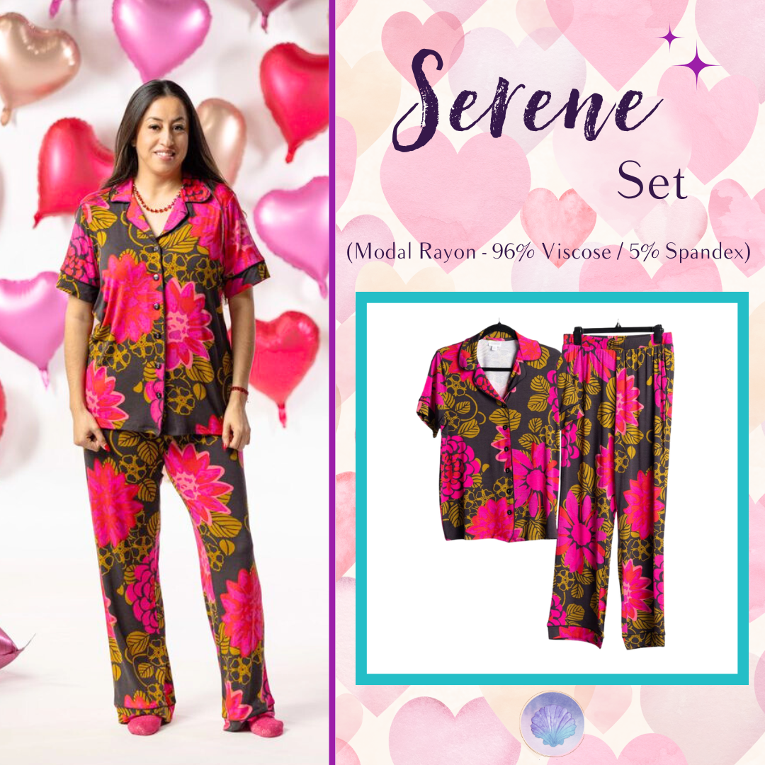 LuLaRoe LuLaRoe Valentine Serene Set - Midnight Bloom Fuchsia 
