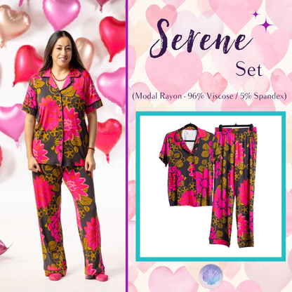 LuLaRoe LuLaRoe Valentine Serene Set - Midnight Bloom Fuchsia 