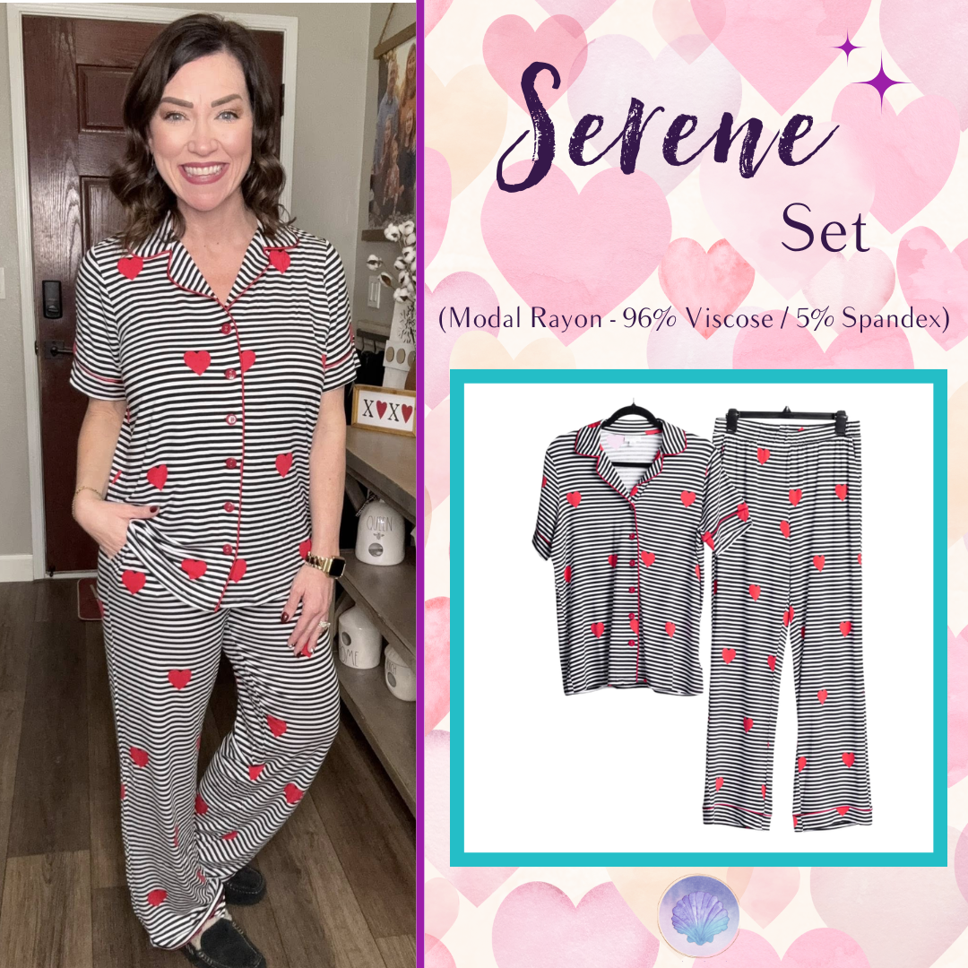LuLaRoe LuLaRoe Valentine Serene Set - Monochrome Heartbeat 