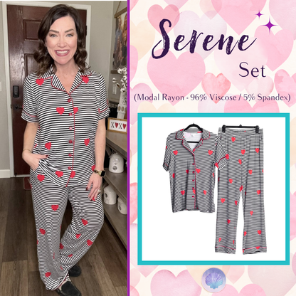 LuLaRoe LuLaRoe Valentine Serene Set - Monochrome Heartbeat 