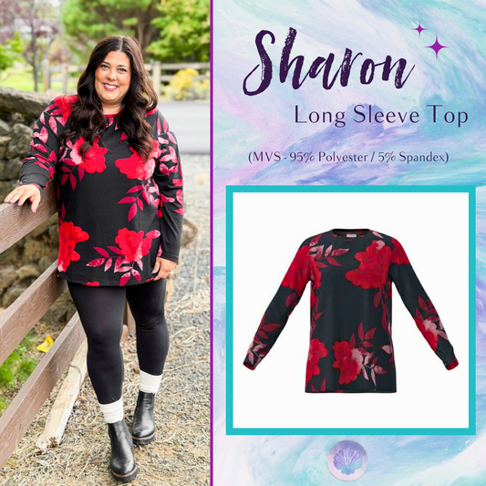 LuLaRoe LuLaRoe Sharon Long Sleeve Top - Crimson Bloom Noir 