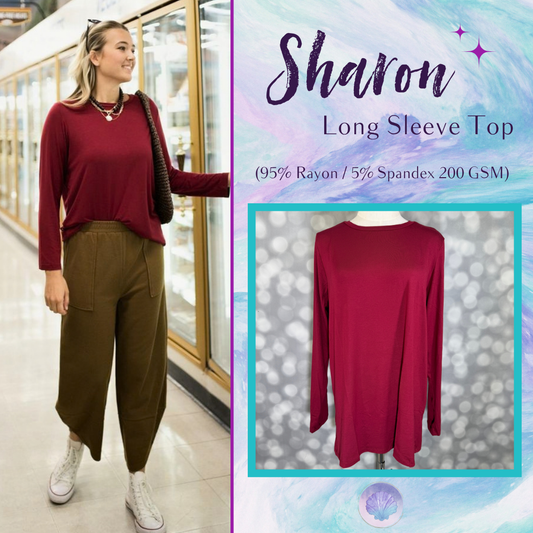 LuLaRoe LuLaRoe Sharon Long Sleeve Top - Solid Burgundy Red 