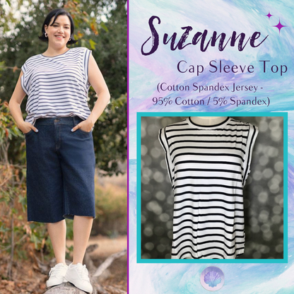 LuLaRoe Suzanne Cap Sleeve Top - Charcoal Stripe