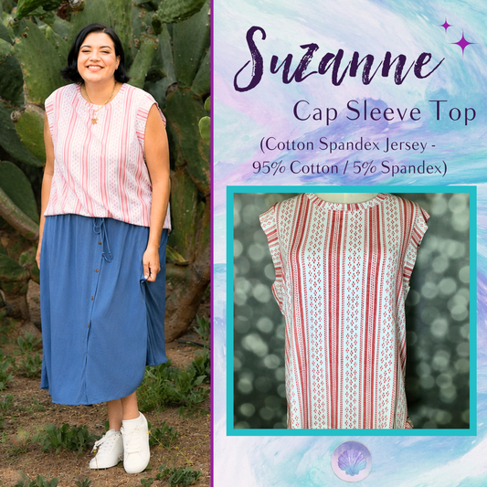 LuLaRoe Suzanne Cap Sleeve Top - Coral Cottage Stripe