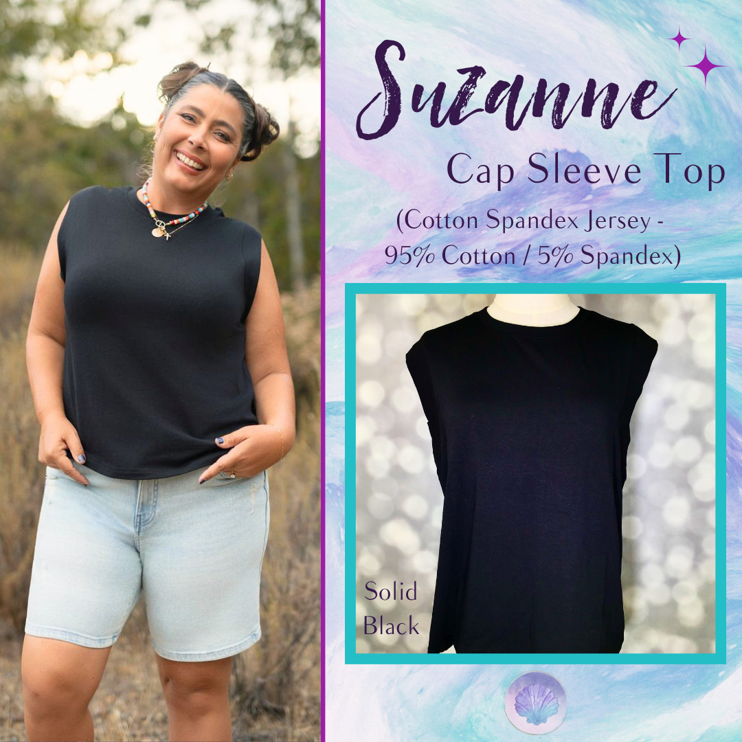 LuLaRoe Suzanne Cap Sleeve Top - Solid Black