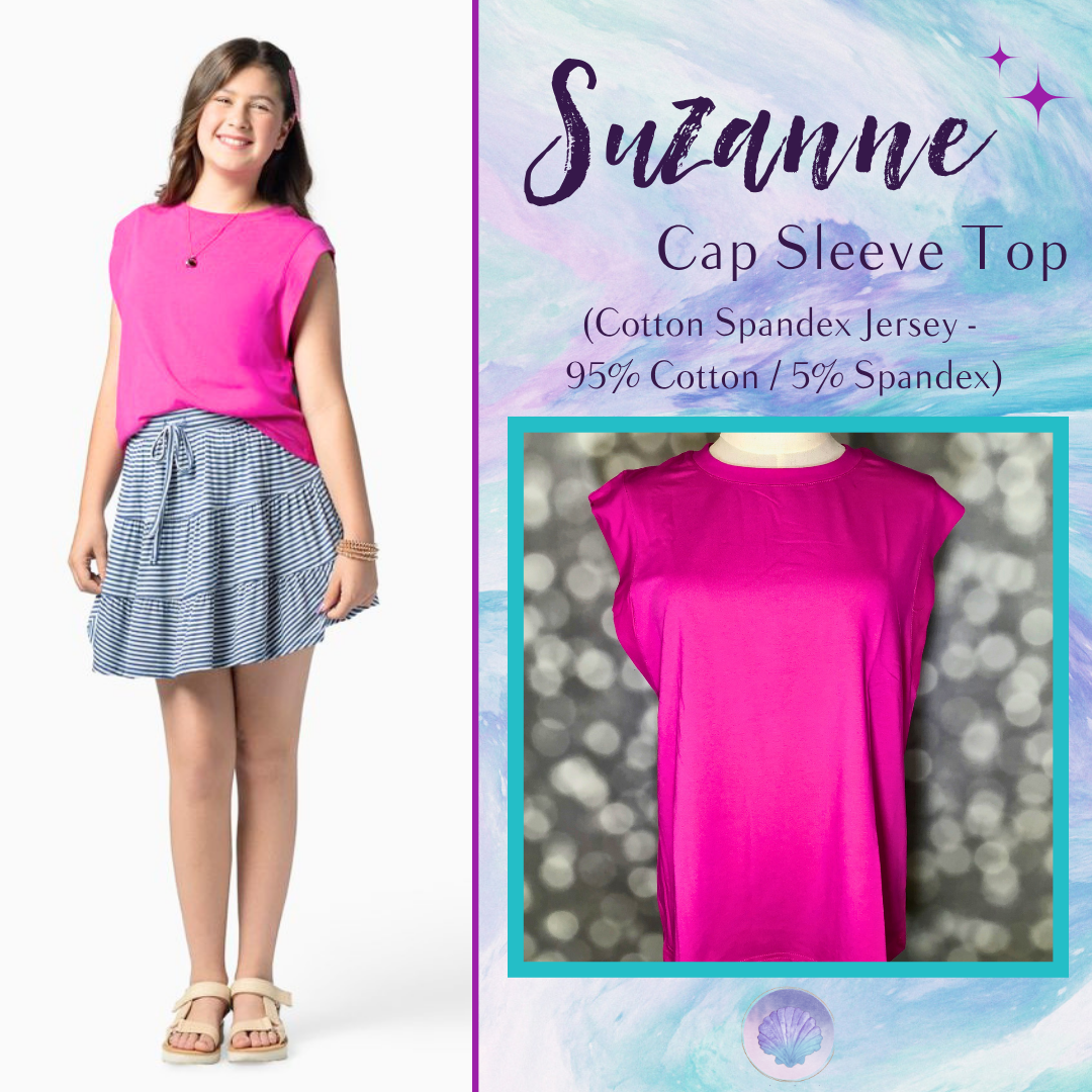 LuLaRoe Suzanne Cap Sleeve Top - Solid Fuchsia Pink