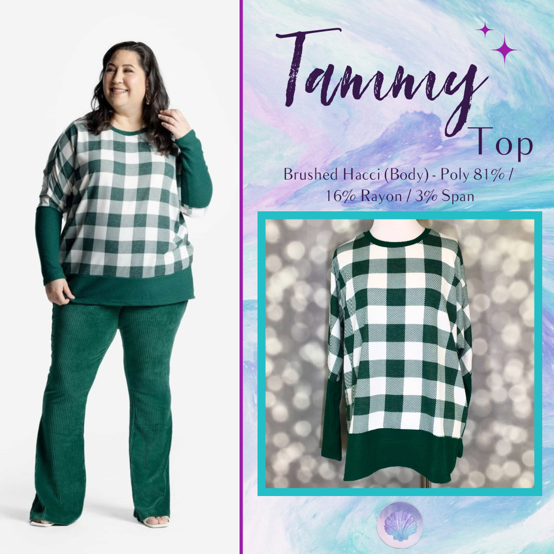 LuLaRoe LuLaRoe Tammy Top — Evergreen Buffalo Check 