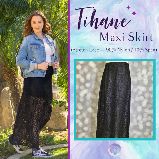LuLaRoe LuLaRoe Tihane Lace Maxi Skirt - Solid Black Noir Elegance Lace 
