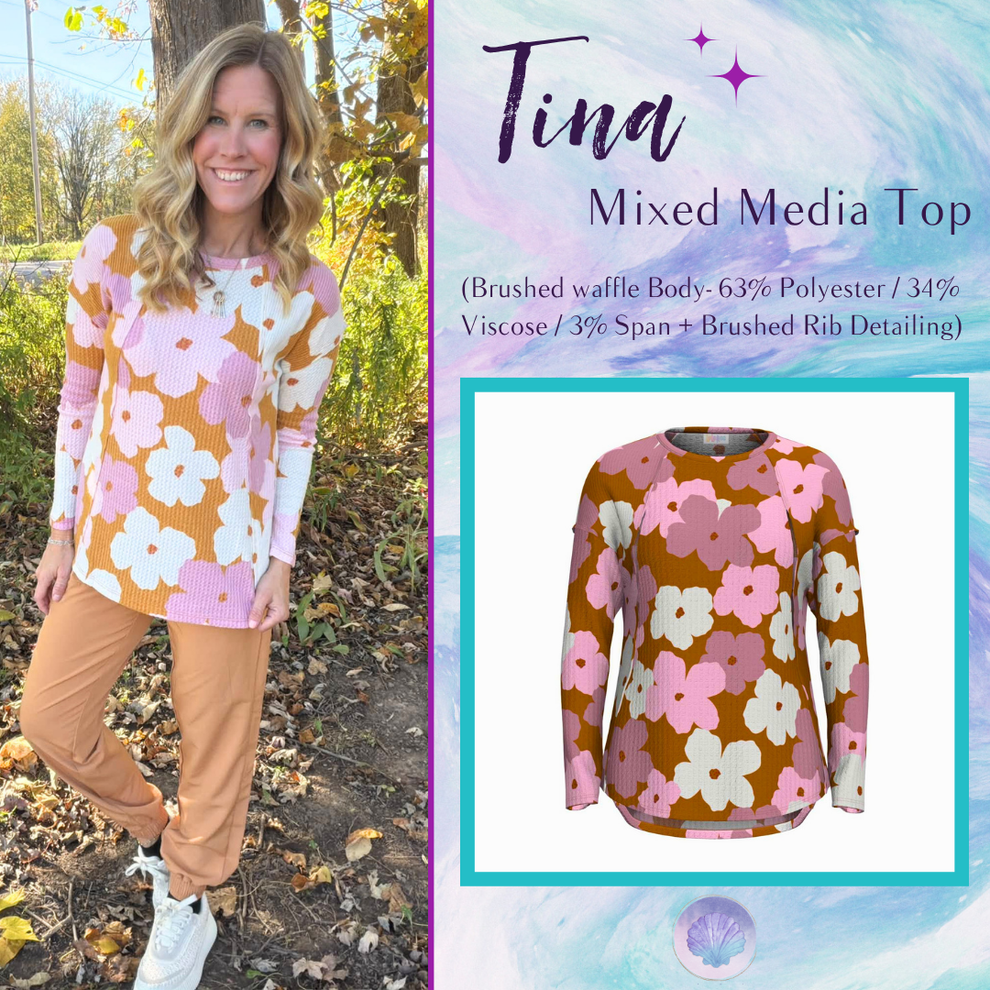 LuLaRoe LuLaRoe Tina Mixed Media Long Sleeve Top – Caramel Brown Pink ...