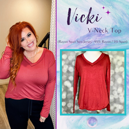 LuLaRoe LuLaRoe Vicki Top - Solid Brick Rose 