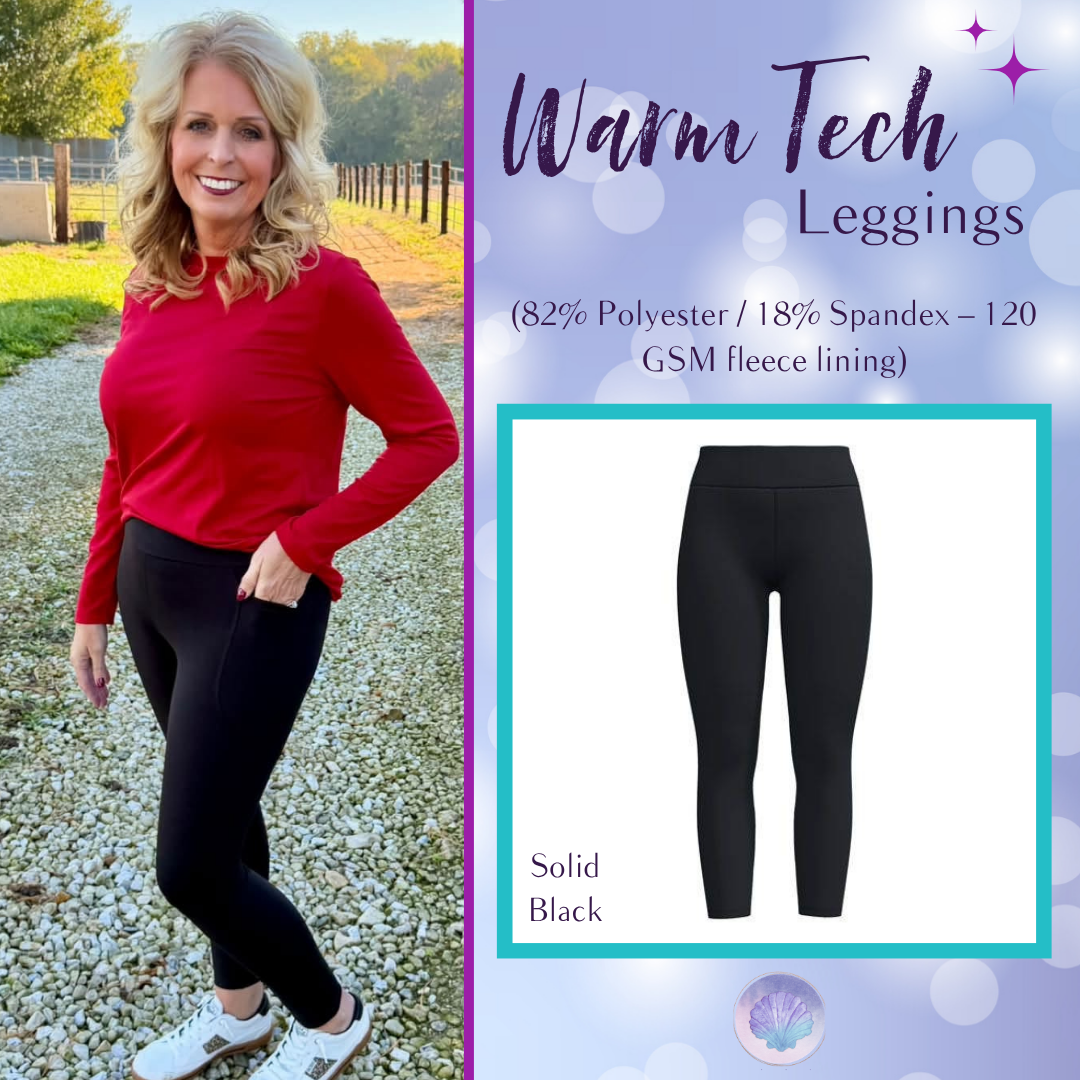 LuLaRoe WarmTech fleece-lined leggings solid black - front product view