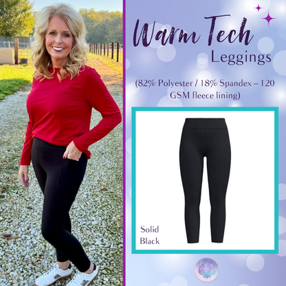 LuLaRoe WarmTech fleece-lined leggings solid black - front product view