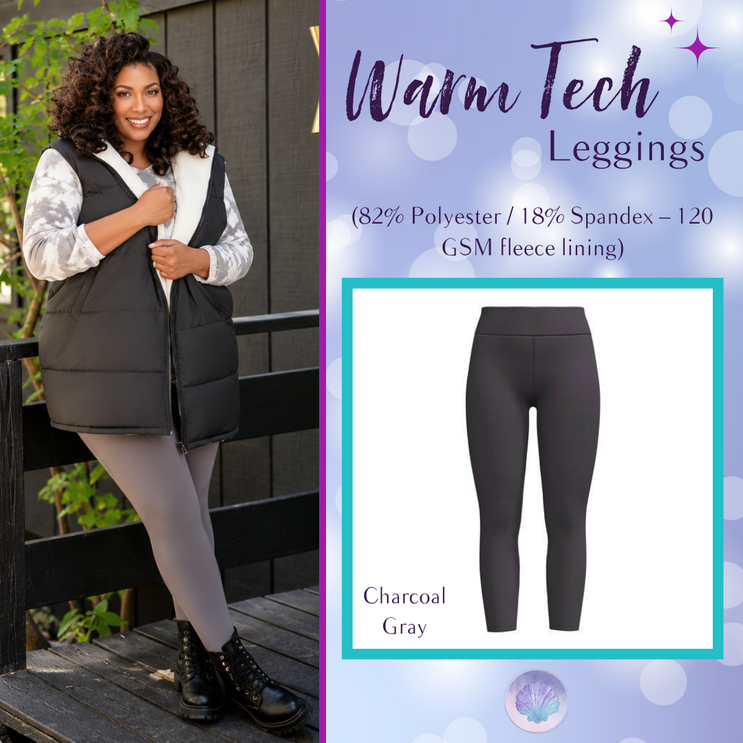 LuLaRoe WarmTech fleece-lined leggings solid charcoal - front product view