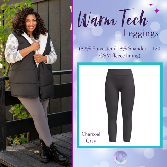LuLaRoe WarmTech fleece-lined leggings solid charcoal - front product view