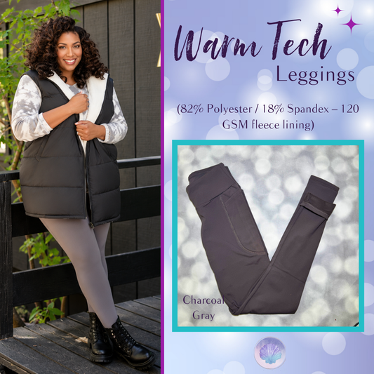 LuLaRoe LuLaRoe WarmTech Fleece-Lined Leggings - Solid Charcoal 