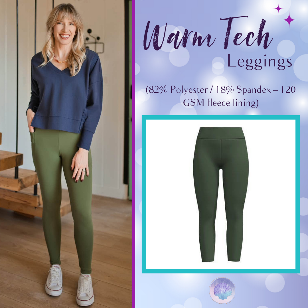 LuLaRoe WarmTech fleece-lined leggings solid olive green - front product view