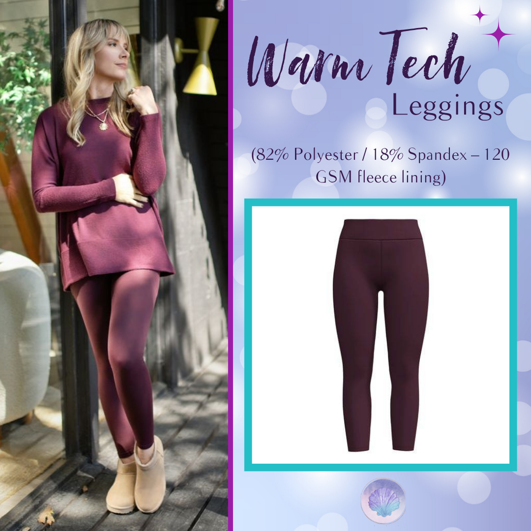 LuLaRoe WarmTech fleece-lined leggings solid deep plum burgundy - front product view