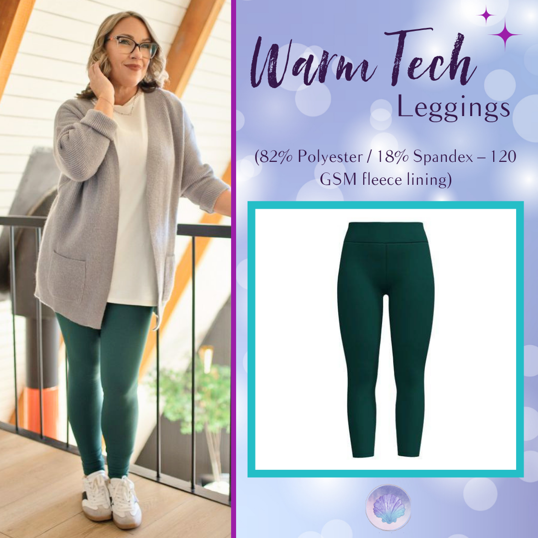 LuLaRoe WarmTech fleece-lined leggings solid forest green - front product view