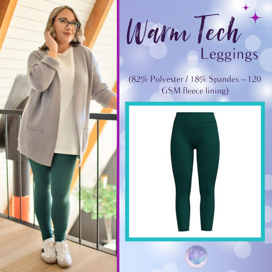 LuLaRoe WarmTech fleece-lined leggings solid forest green - front product view