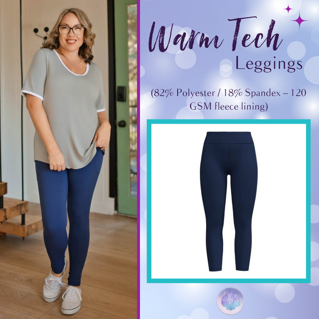 LuLaRoe WarmTech fleece-lined leggings solid navy blue - front product view