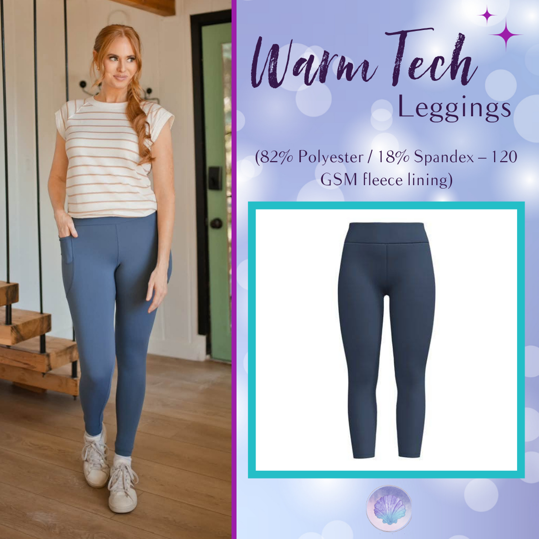 LuLaRoe WarmTech fleece-lined leggings solid dusty slate blue - front product view