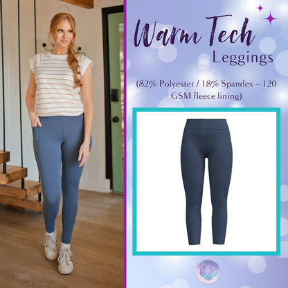 LuLaRoe WarmTech fleece-lined leggings solid dusty slate blue - front product view