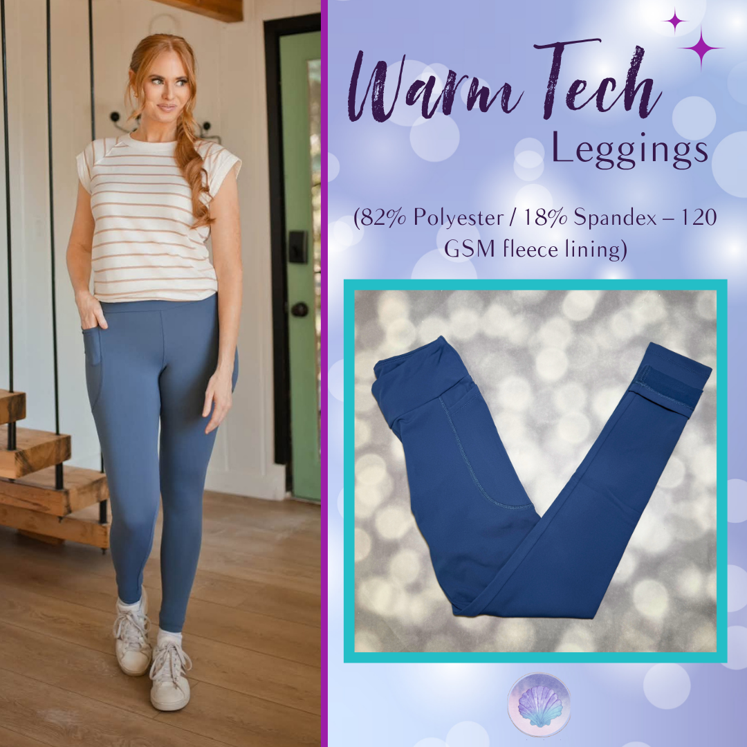 LuLaRoe LuLaRoe WarmTech Fleece-Lined Leggings - Solid Dusty Slate Blue 