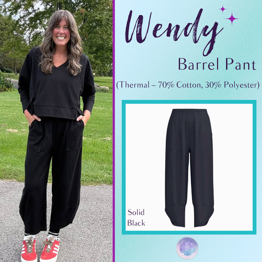 LuLaRoe Wendy Easy Barrel Pull-On Pant in Solid Black, front product view