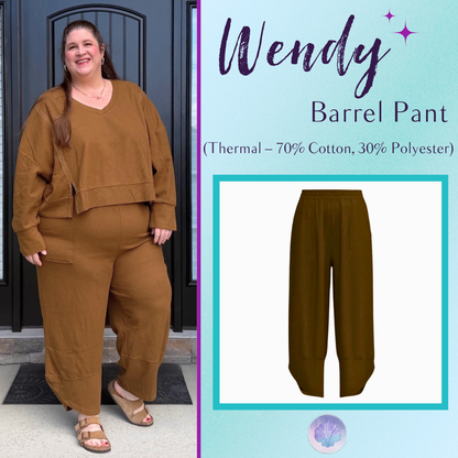 LuLaRoe Wendy Easy Barrel Pull-On Pant in Solid Caramel Brown, front product view