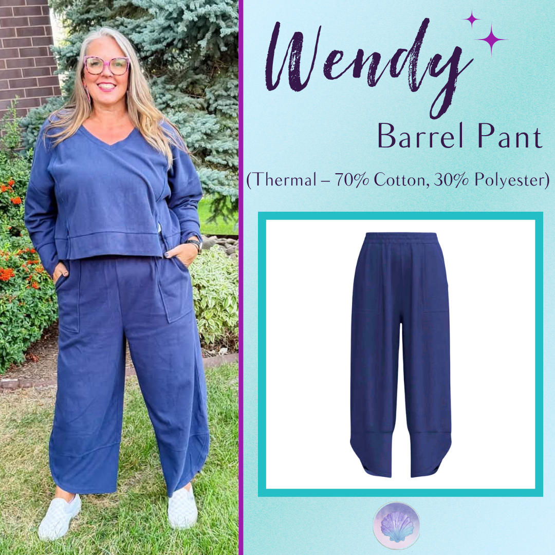 LuLaRoe Wendy Easy Barrel Pull-On Pant in Solid Navy Blue, front product view