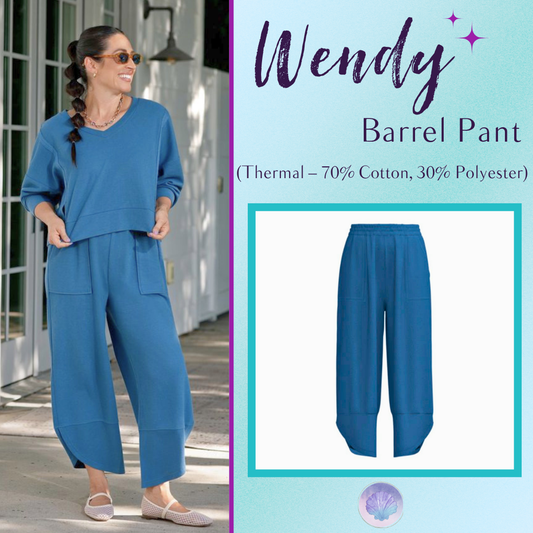 LuLaRoe Wendy Easy Barrel Pull-On Pant in Solid Ocean Blue, front product view