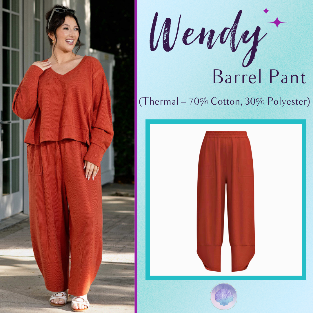 LuLaRoe Wendy Easy Barrel Pull-On Pant in Solid Rust Orange, front product view