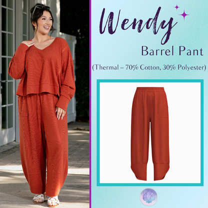 LuLaRoe Wendy Easy Barrel Pull-On Pant in Solid Rust Orange, front product view