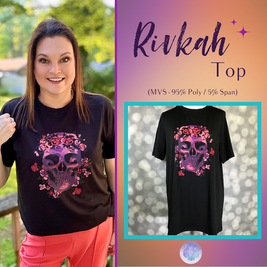 LuLaRoe Halloween 2025 - Rivkah Top - Haunted Blooms Skull